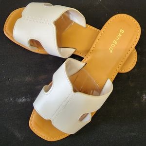 White Slip On Sandals